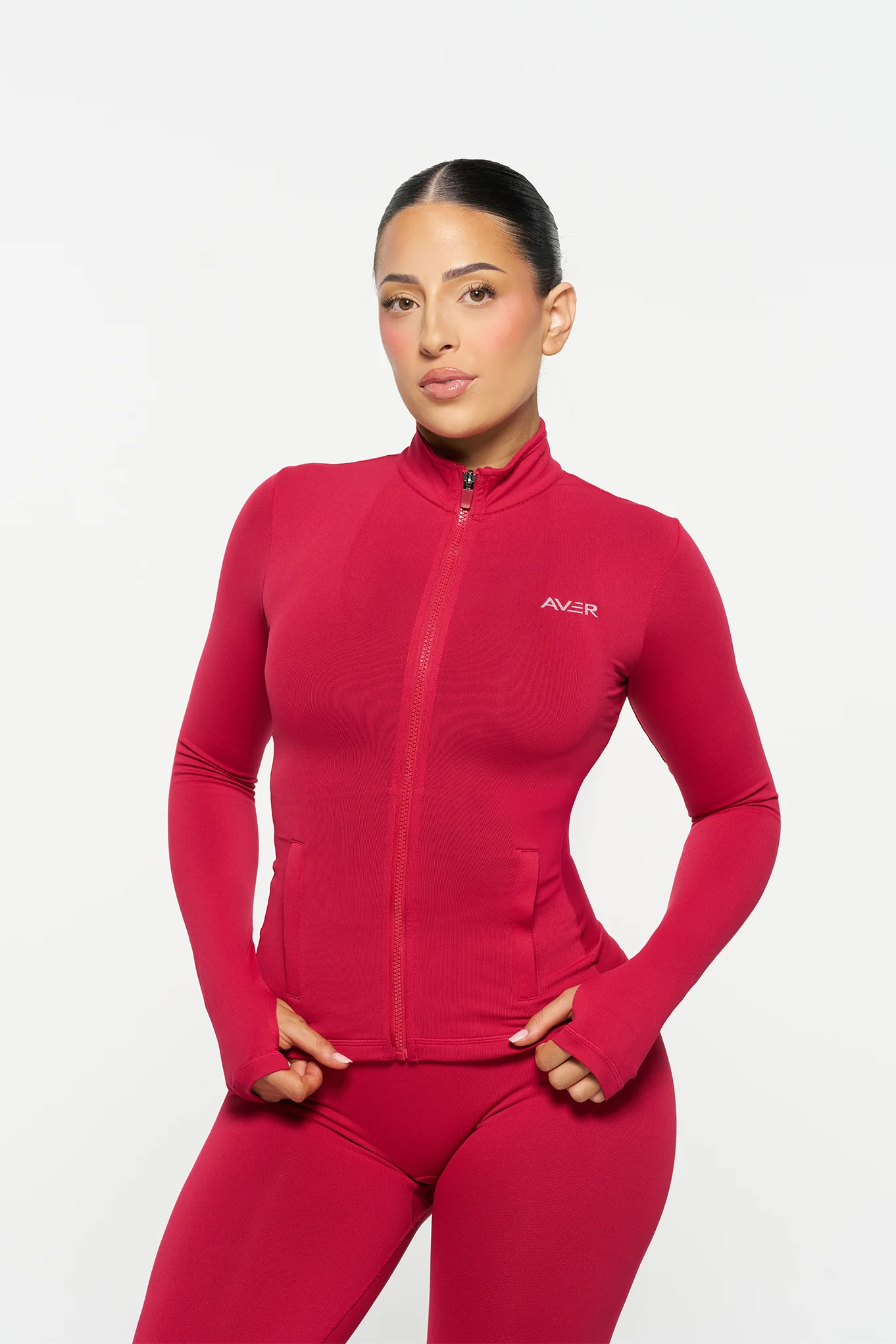 Contour Zip Jacket - Berry - Image 3